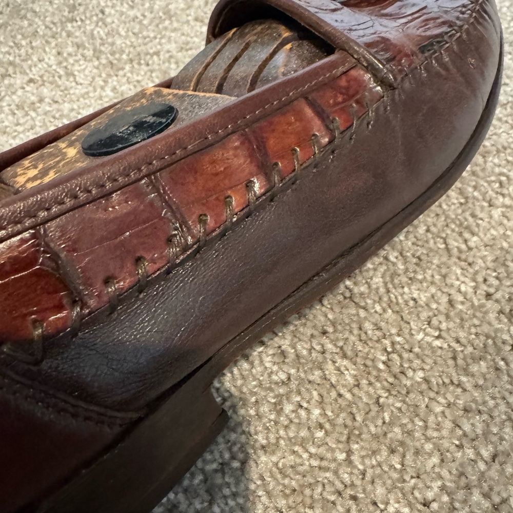 Brown Leather and Genuine Crocodile Loafers for Men - Picture 4 of 5